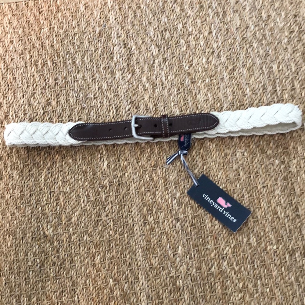 NWT Vineyard Vines Mens distressed braided rope belt leather buckle 38 waist